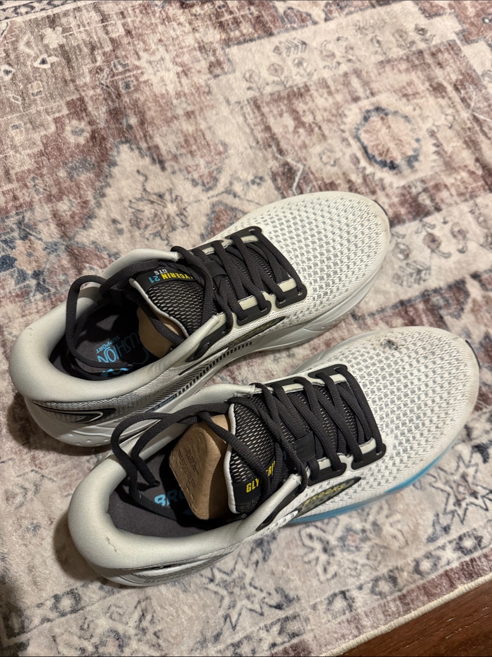 Brooks Men's Running Shoes in Light Gray and Black with Blue Accents